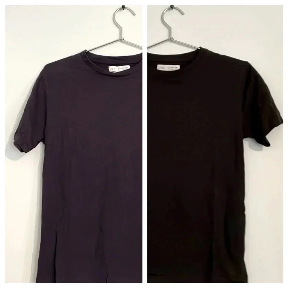 Zara 1,black & 1 blue cotton. 2 x t-shirt new without tags. 2 t-shirt bundle.